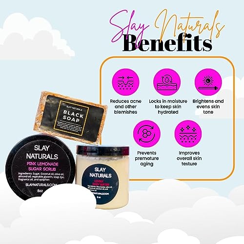 Slay Naturals¡¯ Black Soap 3.5 OZ |Made With Tumeric & Aloe Vera | Handmade Black Soap