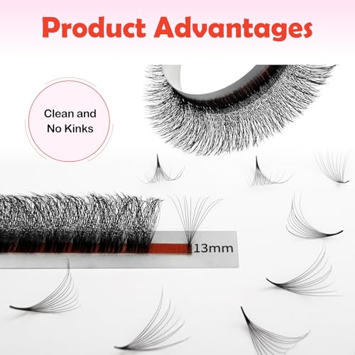 Premade 10D Lash Extensions, 900+ Pieces 0.07mm C Curl MIX8-15mm 12 Rows/Tray Large Quantity, Natural Soft Lightweight Eyelashes Grafting for Lash Artists, Beauty Salon(Black-0.07-C-MIX8-15mm)