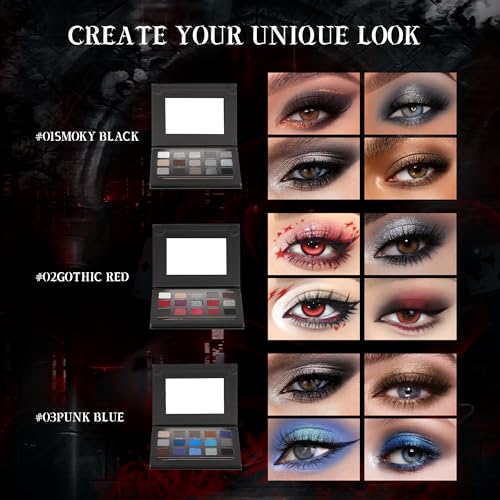 VANERIA Black Smoky Eyeshadow Palette,15 Colors Goth Makeup,Silver Grey Eyeshadow,High Pigment,Long Wear,Cool Toned Eyeshadow Palette,Waterproof,Intense Color(Gothic Black)