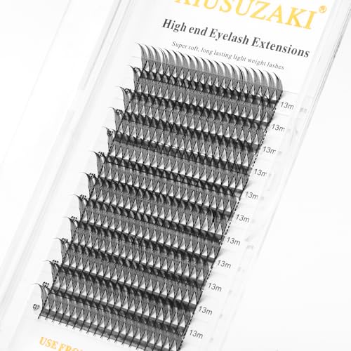 Premade Anime Manga Lashes Extension, Comic Spire Volume Lashes 0.07 C/D Curl Wispy Matte Black Lash Extensions (MHTJ-0.07-C-MIX-8MM-15MM)