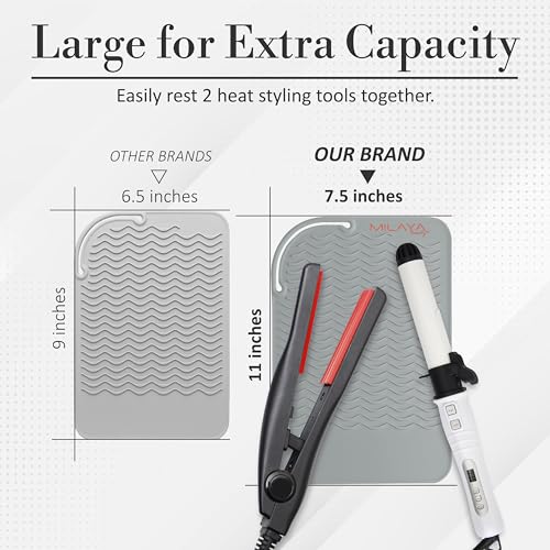 Vanity Accessories Heat Resistant Mat ? Silicone Flat Iron & Curling Iron Holder, Non-Slip Vanity Mat & Hot Tool Mat for Home, Salon, or Travel Use