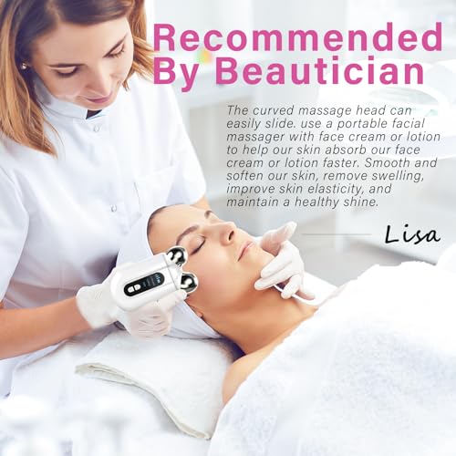 Microcurrent Facial Device, Professional Anti-Aging Skin Tightening Machine with Red Light, Microcurrent Facial Roller for Instant Face Sculpting & Toning, Jawline Defining & Eye De-Puffing