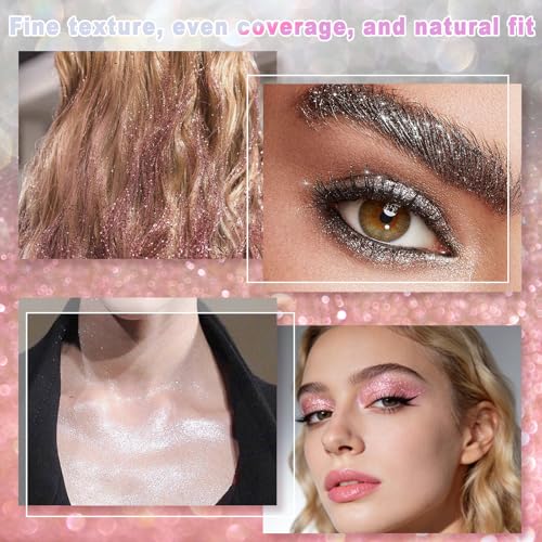 Hair and Body Glitter Spray,Long Lasting Quick-Drying Pink Shimmer Mist for Music Festival Revelry, Nightclub Parties and Balls,Hairspray for Clothes, Face Glitter Spray 4.22 Fl Oz (Pink)