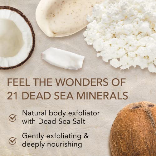 O Naturals Exfoliating Scrub, Natural Dead Sea Salt Deep-Cleansing Face & Body Scrubs. Anti-Cellulite Tones Helps Oily Skin, Acne, Ingrown Hairs & Dead Skin Remover - Coconut Oil 18oz