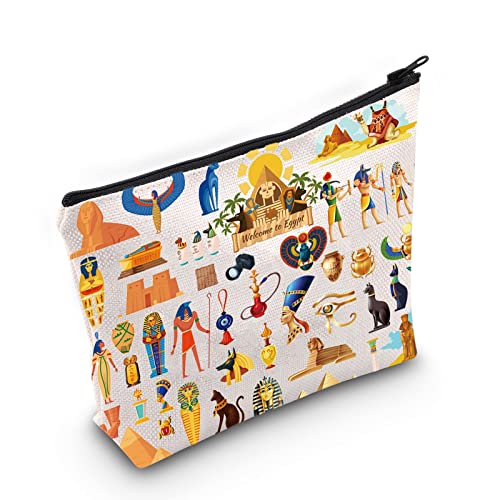 LEVLO Egyp Travel Pouch Bag Ancient Egypt Gift Egyptian Make Up Zipper Pouch Bag Ancient Civilization Merch (Egyp)