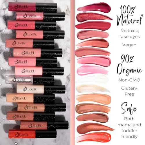 BaeBlu Organic Vegan Lip Gloss, 100% Natural Non-Toxic Moisturizing Ingredients, Dewberry