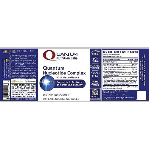 Quantum Nutrition Labs Quantum Nucleotide Complex - Beta Glucan Immune Support Supplement with Yeast Nucleotides & Reishi, 400 mg 1,3 Beta-Glucan Per Serving - 90 Vegetarian Capsules