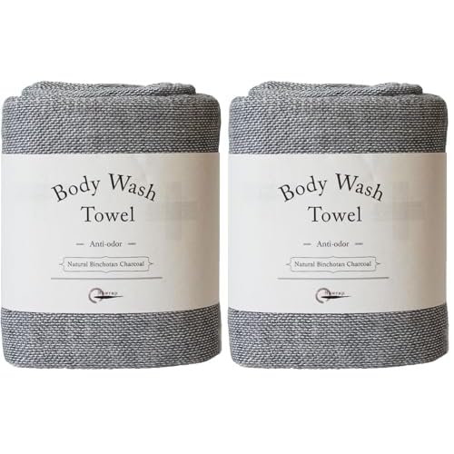 Nawrap Binchotan Charcoal Body Wash Scub Towel (Pack of 2)