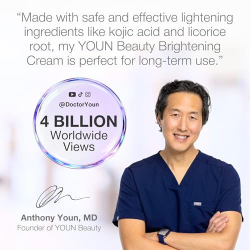 YOUN Beauty Brightening Cream with Kojic Acid, Glycolic Acid & Licorice Extract, 50ml ? Hydroquinone-Free Cream for Face, Neck & D?collet?
