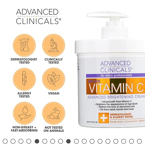 Advanced Clinicals Vitamin C Brightening Cream + Vitamin C Antioxidant Glow Facial Mist Set