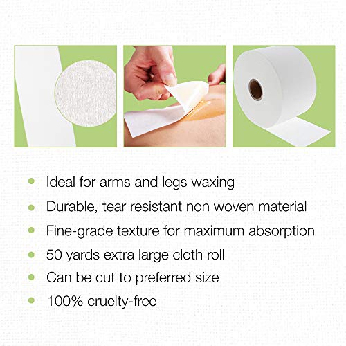 Clean + Easy Extra Large Cloth Wax Strips Roll ? Non-Woven Epilating Roll for Hair Removal, Muslin Wax Strips for Body & Legs, 50 Yards
