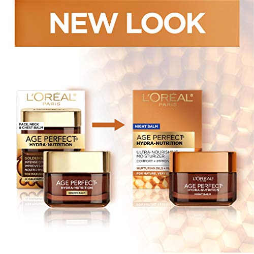 L'Oreal Paris Skincare Age Perfect Hydra Nutrition Ultra Nourishing Honey Night Balm,Face Moisturizer to Comfort,Improve Resilience on Dry Skin,Manuka Honey and Nurturing Oils,1.7 oz.,(Pack of 2)