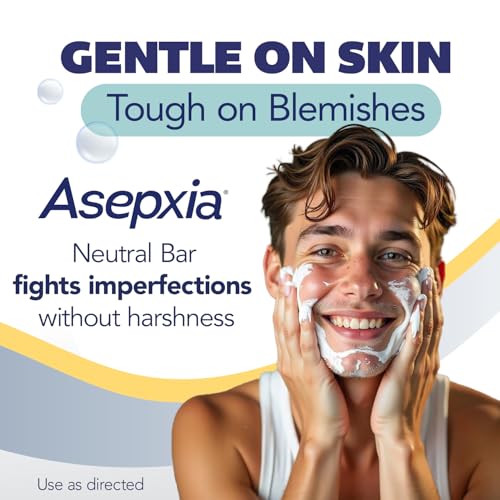 Asepxia Acne Treatment Neutral Hypoallergenic Bar Soap | 2% Salicylic Acid Cleanser, Removes Impurities & Excess Oil, Soothes Skin with Natural Botanical Extracts, Daily Use, Face Wash, 4 Oz, 5-Pack