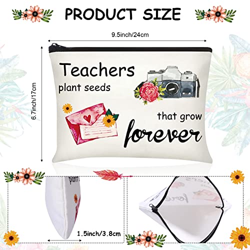 Capoda 24 Pcs Teacher Appreciation Gifts Bulk Makeup Cosmetic Bags Survival Kit Bags with Zipper Funny Pencil Pouch for Graduation Birthday Christmas(Flower)