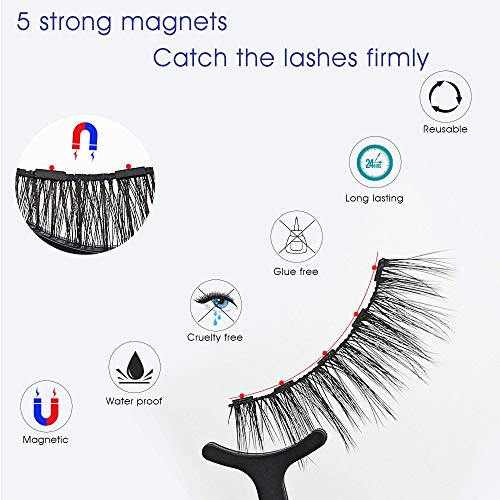 Alcastar Magnetic Eyelashes, Synthetic Fiber, Natural Look, Waterproof, No Glue Required (KIT 007)