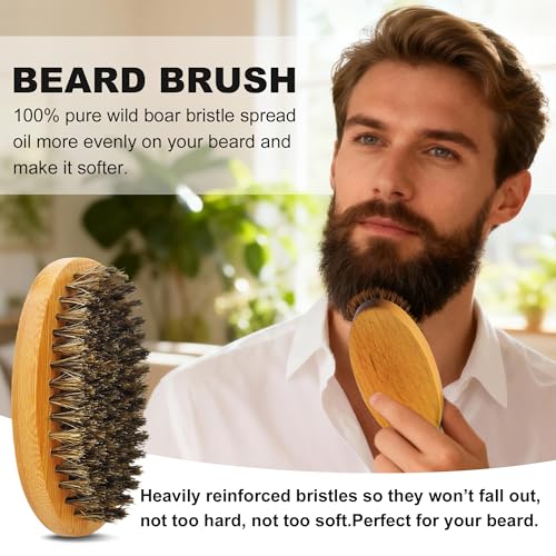 Beard Kit Beard Grooming Kit w/Beard Oil Balm Brush Comb Scissor e-Book Christmas Stocking Stuffers Gifts Ideas for Men Him Dad Boyfriend Husband Mens