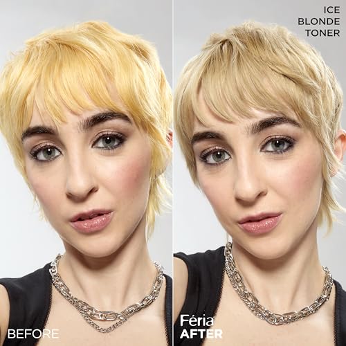 L¡¯Oreal Paris Feria Long-Lasting Anti Brass Power Hair Toner, Ammonia Free Demi Permanent Hair Color, Ice Blonde Hair Toner, 1 Application