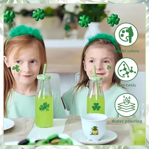St. Patrick's Day Shamrock Temporary Tattoos & Face Stickers, Waterproof Saint Patrick's Day Clover Tattoos Art Make up Deco Irish Party Favors