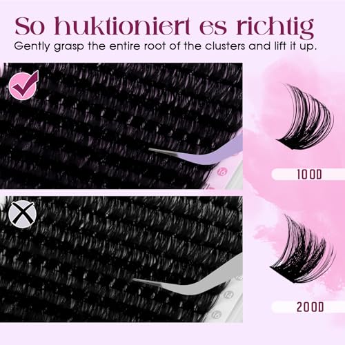 Lash Clusters DIY Individual Lashes 10-18mm D Curl Fluffy Eyelashes Extension 100P+200P Wispy False Eyelashes Volume Thick Eyelash Extension£¨28-100P+200P-07-D-1018£©