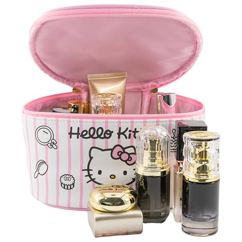 Sanrio Hello Kitty Makeup Bag ? Makeup Organizer, Travel Toiletry Bag for Women & Girls | Cute Cosmetic Bag, Train Case for Kids, Travel Bag, Toiletry Bag for Women, Make up Storage | Ages 3+