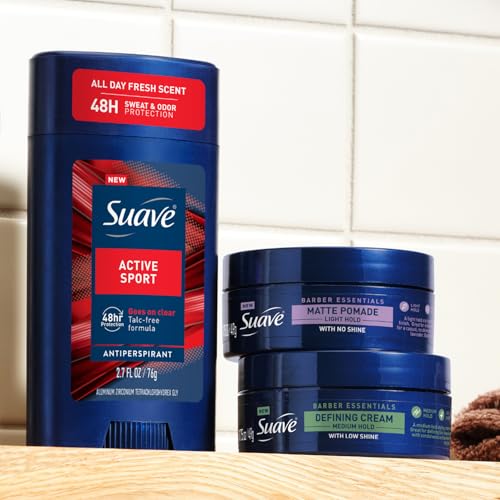 Suave+ Matte Pomade?for Men¡¯s Hair Styling 4-Pack ? Light Hold, No Shine, Shaping Cream & Frizz Control, Barber Essentials, 1.75 Oz Ea