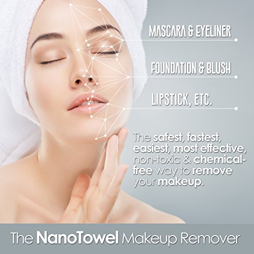 Nano Towel Makeup Remover Face Wash Cloth Multi Color 3-PACK. Remove Cosmetics FAST and Chemical Free. Wipes Away Facial Dirt and Oil Like An Eraser. Great for Sensitive Skin, Acne (Grey, Pink, Green)