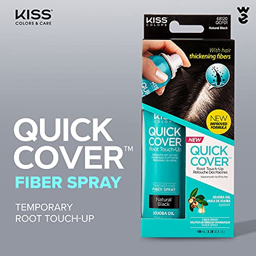 Kiss Quick Cover Root Touch Up Thickening Fiber Spray 3.38oz (Natural Black)