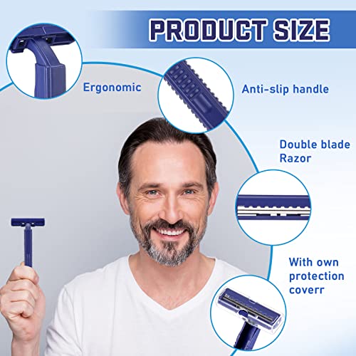 Chumia Twin Blade Razors for Men Stainless Steel Disposable Razors Men Bulk Plastic Shavers Multipurpose Portable Manual Disposable Shavers for Bathing Hotel Travel(600 Pieces)