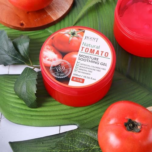 Jigott Natural Tomato Moisture Soothing Gel 300ml/10.56 fl.oz - Artificial Coloring Fee, Benzophenone Free, Mineral Free, No Paraben (Tomato)