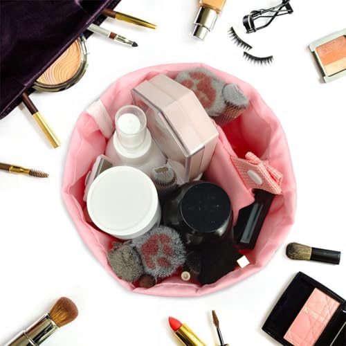 INVODA Drawstring Makeup Bag for Women 24PCS Cosmetic Bag Large Travel Make up Bags Portable Barrel Toiletry Bag Toiletries Pouch Travel Cosmetic Organizer (24PCS)
