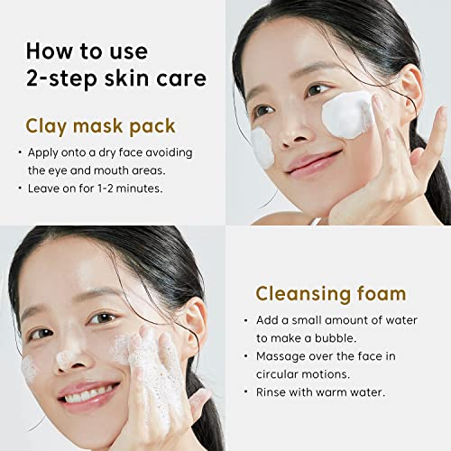THANKYOU FARMER Rice Pure Clay Mask to Foam Cleanser, 1 Minute Clay Mask to Purify Pores, Foam Cleanse to Remove Excess Oil & Sebum, Deep Cleansing, Korean Skincare, Dermatologist Tested, 5.27 Fl oz