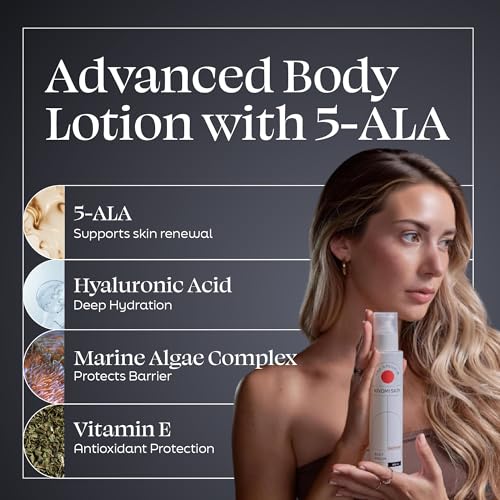 Hydrating Body Lotion - Body Serum with 5-ALA, Hyaluronic Acid and Marine Algae - Fast-Absorbing Moisturizer for Dry, Rough Skin - Fragrance-Free Gel - Made in Germany - 3.4 Fl Oz