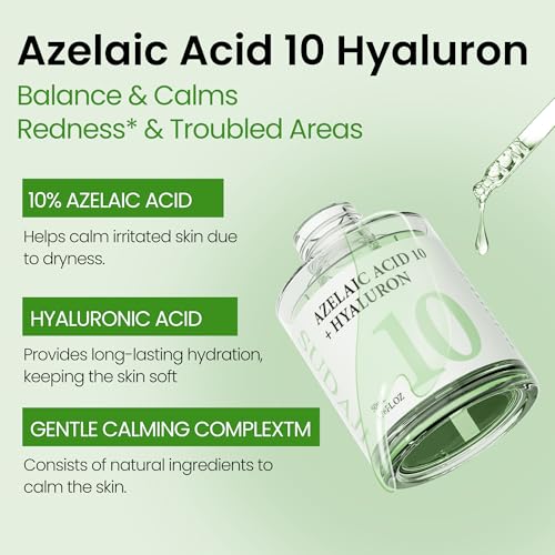 1.76 fl oz Azelaic Acid 10 Hyaluron Redness Balancing Serum, Facial Serum for Uneven Skin, Hyaluronic Acid, Niacinamide