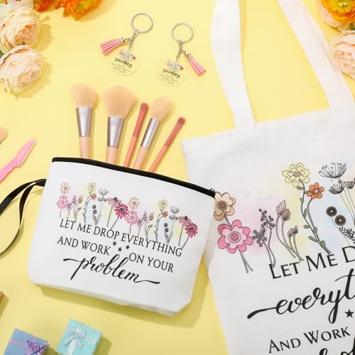 Sieral Secretary Gift Bulk for Women Tote Canvas Bag Makeup Cosmetic Bag Motivational Keychain Appreciation Favor