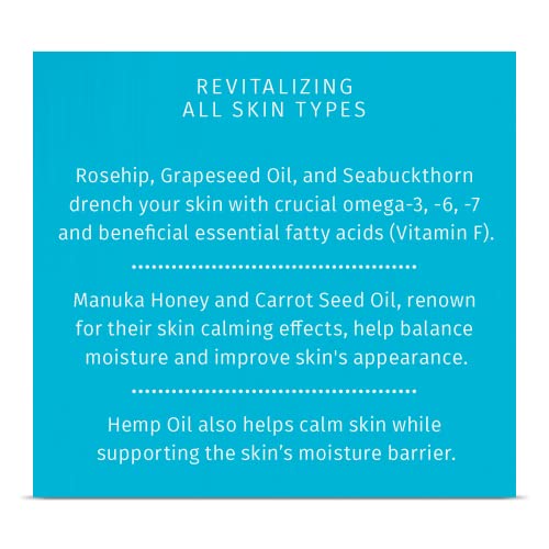 Reviva Labs 2oz Calming Rejuvenation Creme with Rosehip Oil, Grapeseed Oil, Carrot Seed Oil, Seabuckthorn, Manuka Honey, and Beeswax helps to calm and moisturize with Antioxidants, EFAs, and OMEGAs
