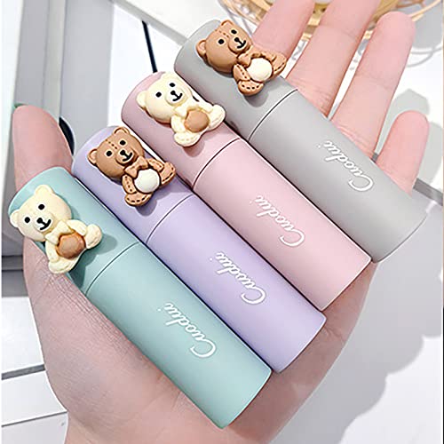 4PCS Bear Matte Velvet Lipstick, Waterproof Long Lasting Lip Gloss Lip Stain, Non Stick Cup Easy Coloring Liquid Lipstick,Moisturizing Velvet Face Lip Mud