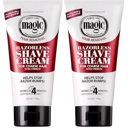 SoftSheen-Carson Magic Razorless Shaving Cream,Depilatory Hair Removal Cream for Body Hair,Extra Strength,Works in 4 Minutes for,6 oz,(Pack of 2)