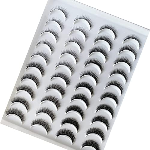 DAODER Lashes False Eyelashes Natural Short Thick Volume Simple Small Eye Lashes Pack Faux Mink Lashes Light 30 Pairs