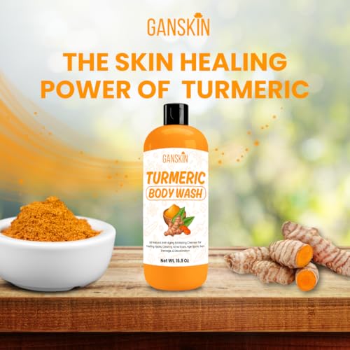 Turmeric Body Wash ? Skin Brightening Liquid Soap for Discoloration ? Natural Anti Aging Exfoliating Turmeric Body Wash for Spots, Acne, Sun Damage ? Bath Soap Skincare