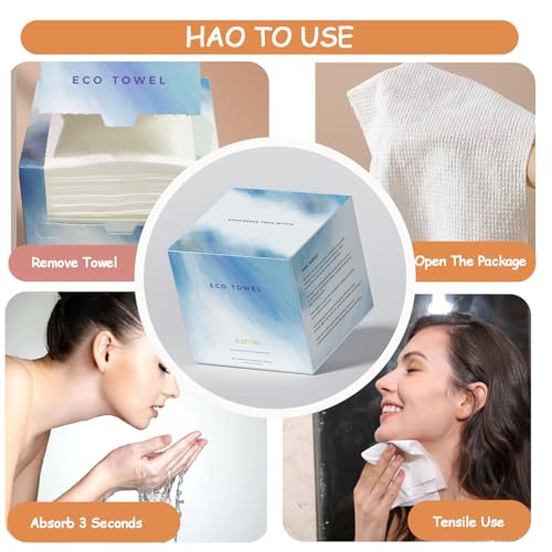 Face Towels Disposable Biodegradable Soft Washcloths for Sensitive Skin, Lint-Free Washcloths for Face Washing, Skin Care, and Makeup Removal, Wet and Dry Towels,50 Sheets