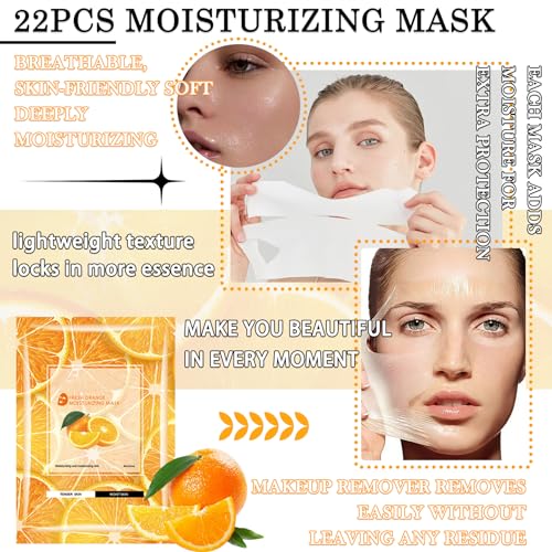 22PCS Facial Mask,Moisturizing Face Mask Sheets Set,Hydrating Facial Sheet Mask Gifts Set for Women