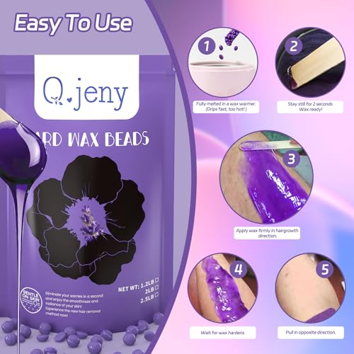 Hard Wax Beads for Hair Removal, Sensitive Skin, 1.2lb Wax Beans with Lavender formula for Full Body, Bikini Brazilian Waxing, Arms, Legs, Face, Eyebrow