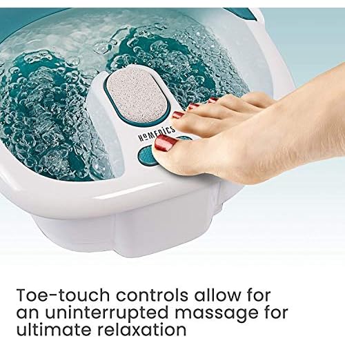HoMedics Bubble Spa Elite Footbath, 2-in-1 Removable Pedicure Center, Toe-Touch Control, Easy Tote Handle No-Splash, FB-450H