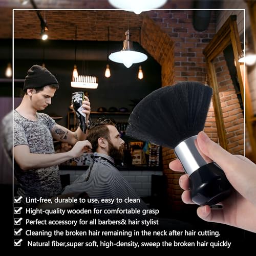 Patelai 3 Pieces Neck Duster Brush Barber Hair Blade Clipper Soft Nylon Trimmer Shaver Razor Cleaning with Storage Bag for Hair Styling(Gold)