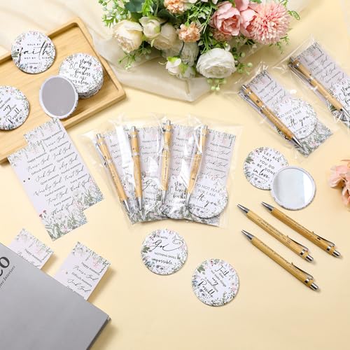 30 Sets Christian Gifts Bulk for Women Bible Verse Mini Compact Mirrors Makeup Mirrors Inspirational Mother's Day Religious Gifts for Church Ladies Pastor's Wife Sunday School