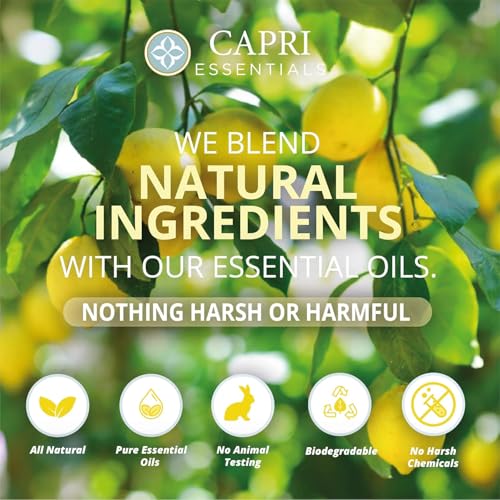 CAPRI ESSENTIALS Hand Soap Liquid, Natural Household Cleaning Supplies, Gentle Plant Based Aromatic Hand Wash, Blend of Essential Oils, Removes Dirt & Grime, Lemon Verbena Scent, 16 FL Oz (3 Pack)