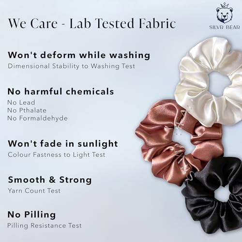 SILVR BEAR Luxury Satin Scrunchies for Women/Girls, SAME 5 COLORS AS PIC, | Hair band, Hair Ties, Scrunchies Set for Girls, Women, Best Gift for Sister, Friend, Mom | Classic Shades