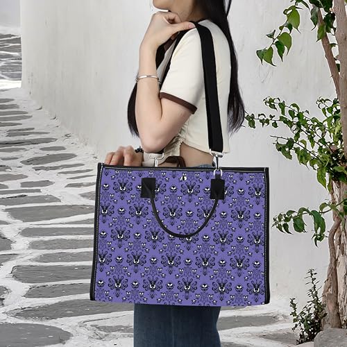 LEVLO Haunted Horror Makeup Bag - Spooky Purple Mansion Gift - Zipper Pouch Bag - Horror Ghost Merch