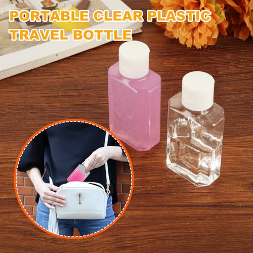 120 Pack 2 Oz Plastic Refillable Bottles with Flip Cap, Clear Hand Sanitizer Bottles, Travel Size Bottles with Flip Cap, Portable Reusable Containers with Lids for Shampoo,Body Soap,Toner, Lotion