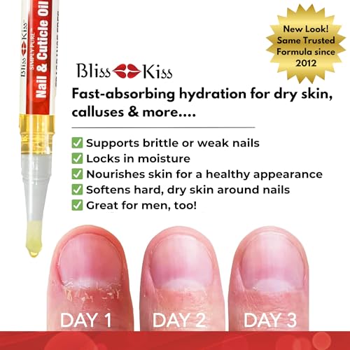 Bliss Kiss | 1 Fragrance Free | Nail Oil Cuticle Pen w/Vitamin E & Jojoba?Nail Strengthener Nail Growth Serum for Brittle Peeling Breaking Thin Nails